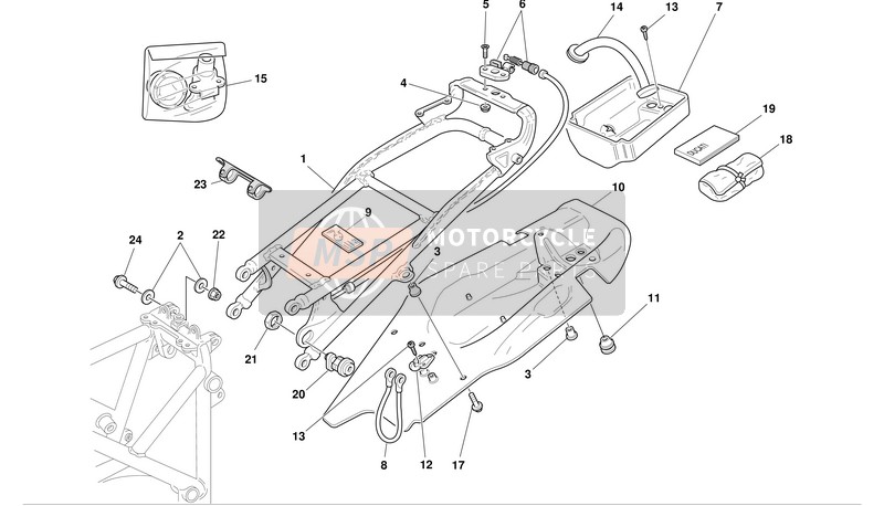 Ducati SUPERBIKE 748R Usa 2002 Rahmen hinten für ein 2002 Ducati SUPERBIKE 748R Usa