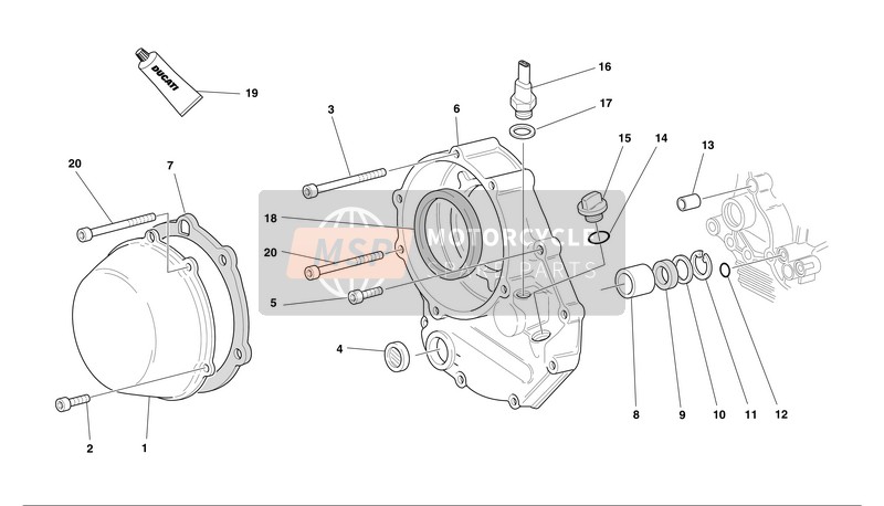 Ducati SUPERBIKE 748S Eu 2002 KUPPLUNGSABDECKUNG für ein 2002 Ducati SUPERBIKE 748S Eu