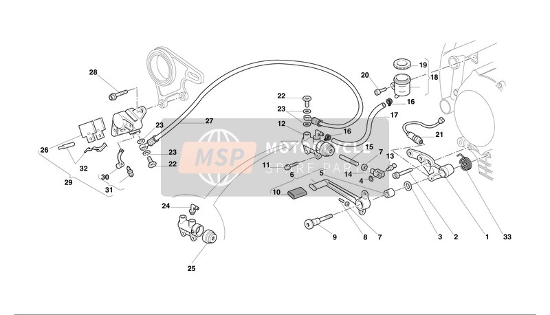 Ducati SUPERBIKE 748S Usa 2002 Frein hydraulique arrière pour un 2002 Ducati SUPERBIKE 748S Usa