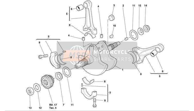 Ducati SUPERBIKE 749 BIP-MON Eu 2003 Kurbelwelle für ein 2003 Ducati SUPERBIKE 749 BIP-MON Eu