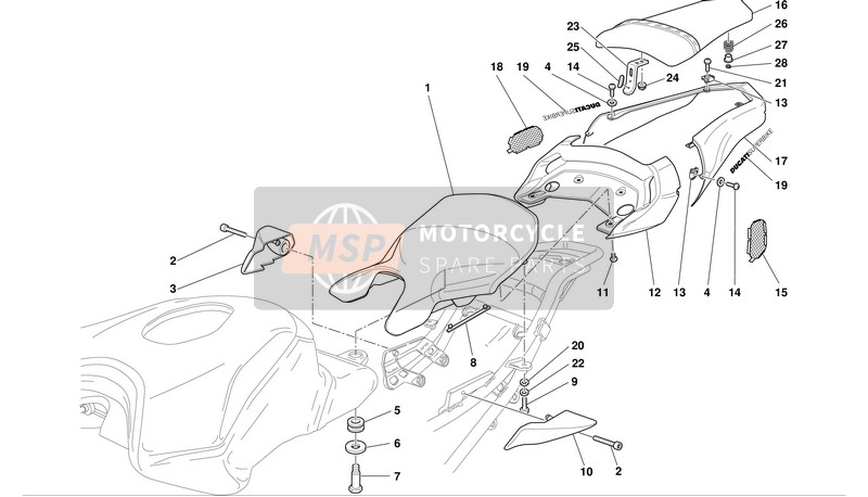 Ducati SUPERBIKE 749 BIP-MON Usa 2003 SITZ für ein 2003 Ducati SUPERBIKE 749 BIP-MON Usa