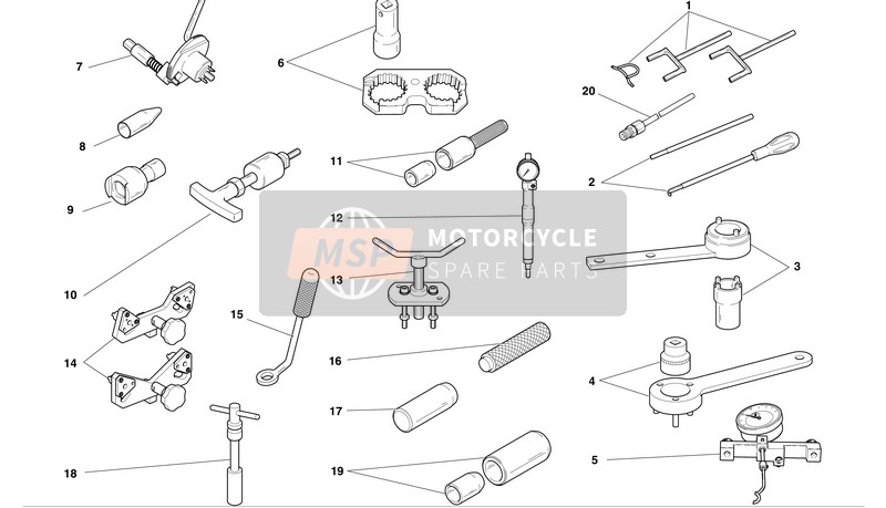 Ducati SUPERBIKE 749DARK BIP-MON Eu 2004 Outils spéciaux d'atelier 1 pour un 2004 Ducati SUPERBIKE 749DARK BIP-MON Eu