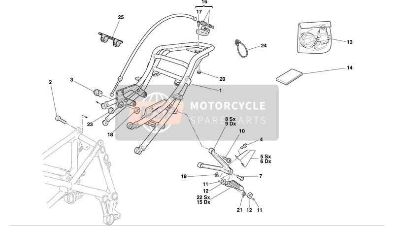 Ducati SUPERBIKE 749DARK BIP-MON Eu 2004 Rear Frame (Dual Seat)-Rear Foot Rests for a 2004 Ducati SUPERBIKE 749DARK BIP-MON Eu