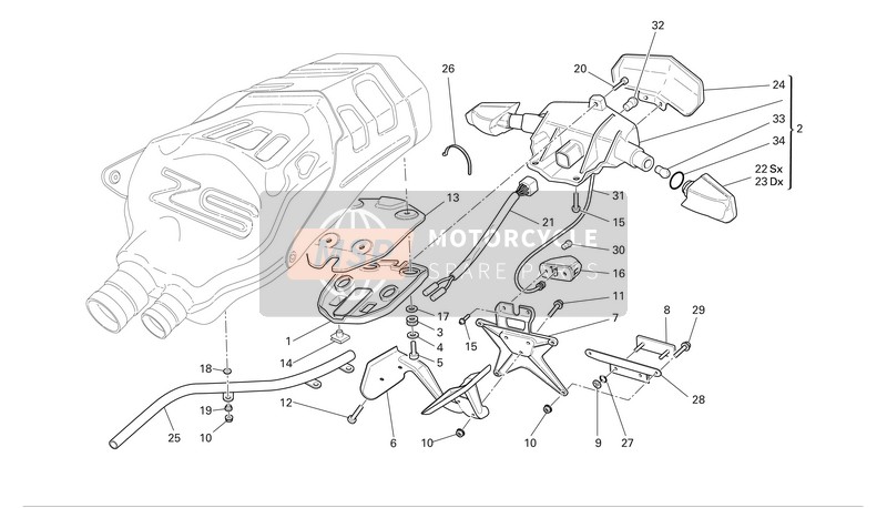 Ducati SUPERBIKE 749DARK Eu 2006 Soporte de matrícula para un 2006 Ducati SUPERBIKE 749DARK Eu