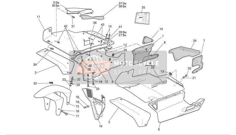 48011501CT, Rechtes Luftleitblech Glanzschwarz, Ducati, 0