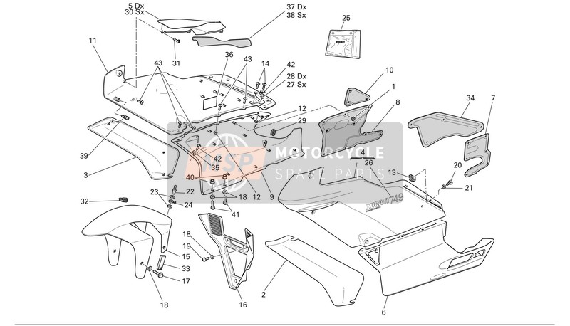 Ducati SUPERBIKE 749DARK Usa 2005 Carénage pour un 2005 Ducati SUPERBIKE 749DARK Usa