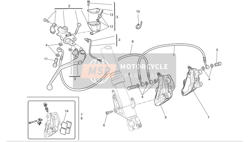 Ducati SUPERBIKE 749DARK Usa 2005 Frein hydraulique avant pour un 2005 Ducati SUPERBIKE 749DARK Usa