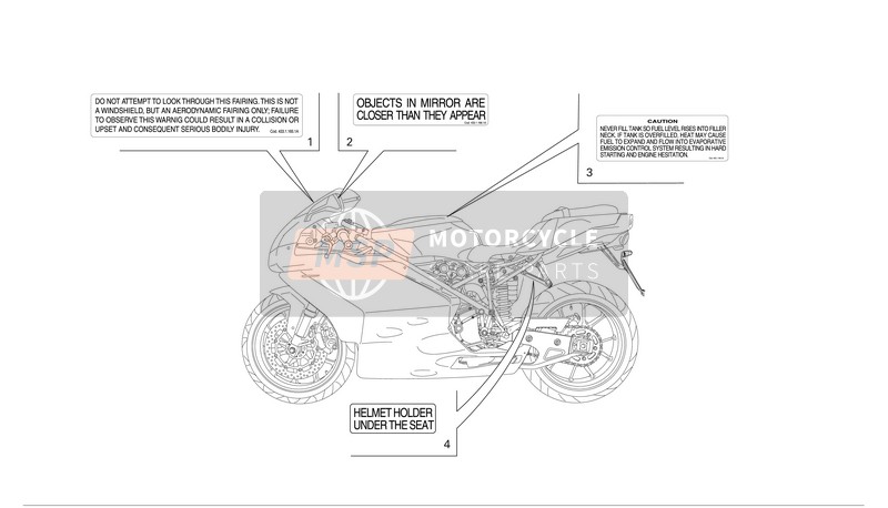 Ducati SUPERBIKE 749DARK Usa 2006 Data Plate Positions for a 2006 Ducati SUPERBIKE 749DARK Usa