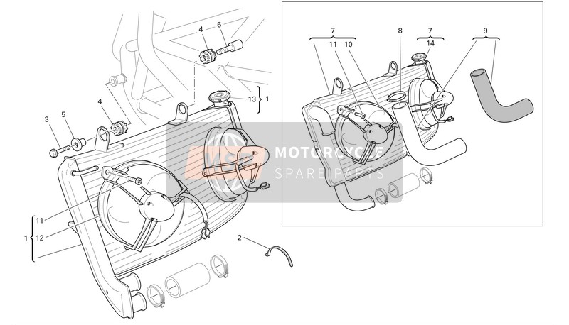 Ducati SUPERBIKE 749R Eu 2006 Radiador para un 2006 Ducati SUPERBIKE 749R Eu