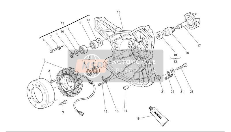 Ducati SUPERBIKE 749R MON Eu 2004 Wasserpumpe - Generator - Seite - Kurbelgehäusedeckel 1 für ein 2004 Ducati SUPERBIKE 749R MON Eu