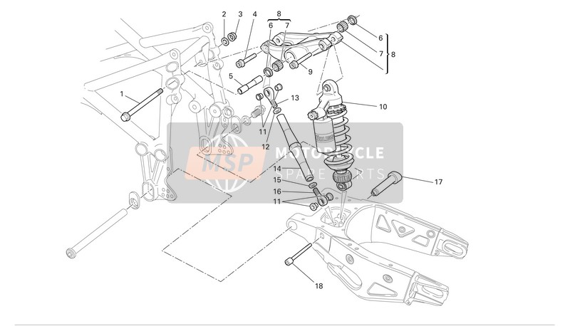 Ducati SUPERBIKE 749R MON Eu 2004 Sospensione posteriore per un 2004 Ducati SUPERBIKE 749R MON Eu