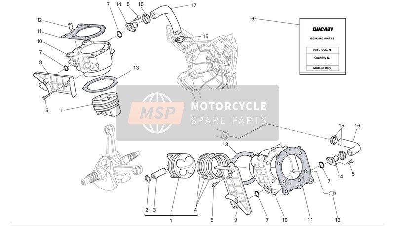 Ducati SUPERBIKE 749R Usa 2005 Cilindros - Pistones para un 2005 Ducati SUPERBIKE 749R Usa