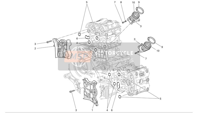 Ducati SUPERBIKE 749R Usa 2005 Colectores y tapas de culata de cilindros para un 2005 Ducati SUPERBIKE 749R Usa