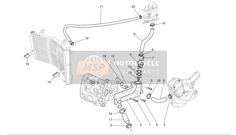 Ducati SUPERBIKE 749R Usa 2006 Koelsysteem voor een 2006 Ducati SUPERBIKE 749R Usa