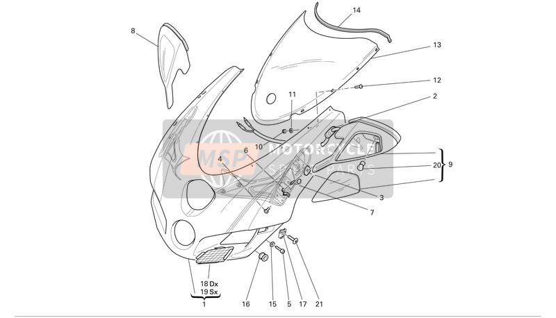 Ducati SUPERBIKE 749R Usa 2006 Carenado de faros para un 2006 Ducati SUPERBIKE 749R Usa