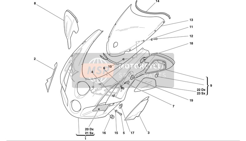 Ducati SUPERBIKE 749S BIP-MON Eu 2003 Carénage de phare pour un 2003 Ducati SUPERBIKE 749S BIP-MON Eu