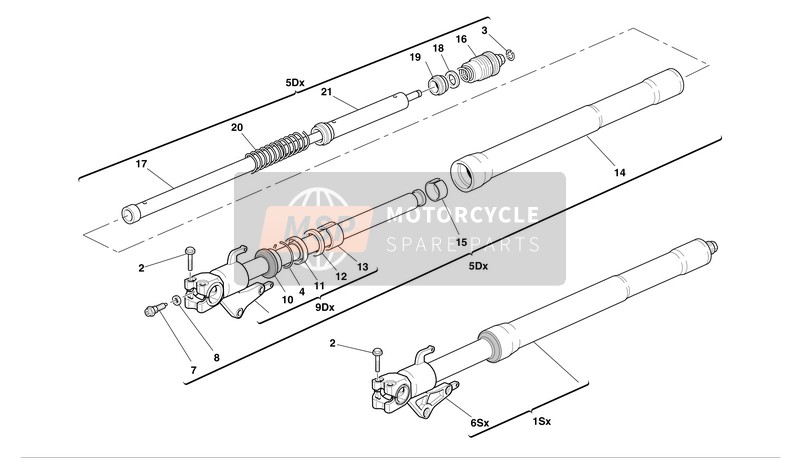 Ducati SUPERBIKE 749S BIP-MON Usa 2004 Forcella anteriore per un 2004 Ducati SUPERBIKE 749S BIP-MON Usa