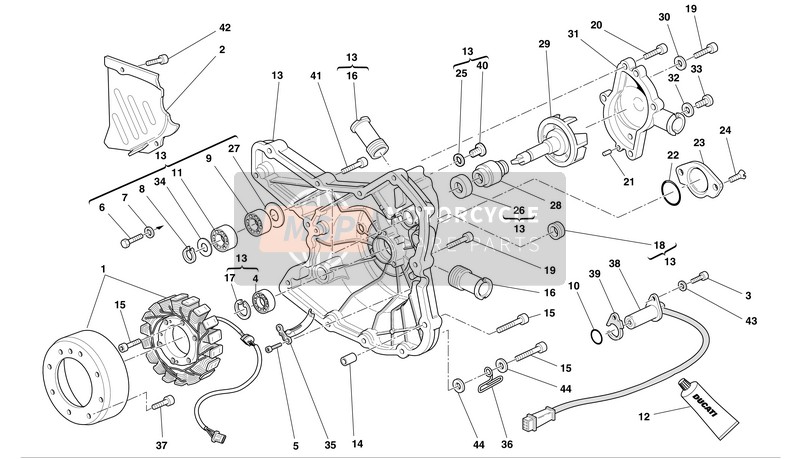 Ducati SUPERBIKE 749S BIP-MON Usa 2004 Pompa dell'acqua - Copertura alternatore per un 2004 Ducati SUPERBIKE 749S BIP-MON Usa