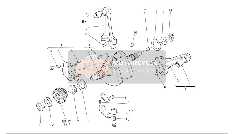 Ducati SUPERBIKE 749S Eu 2005 Cigüeñal para un 2005 Ducati SUPERBIKE 749S Eu