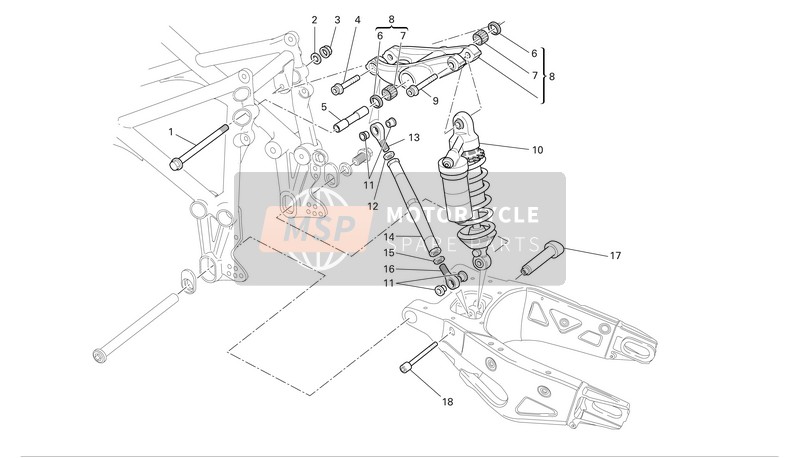 Ducati SUPERBIKE 749S Eu 2005 Suspension arrière pour un 2005 Ducati SUPERBIKE 749S Eu