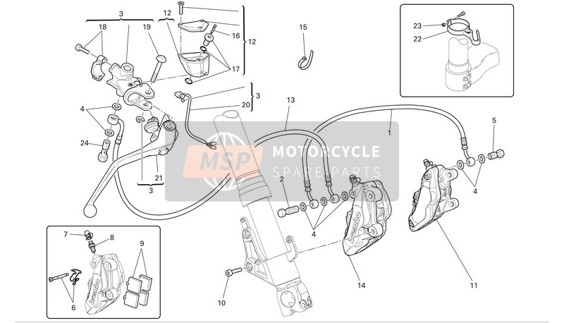 Ducati SUPERBIKE 749S Eu 2006 Hydraulische voorrem voor een 2006 Ducati SUPERBIKE 749S Eu