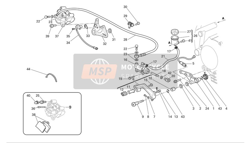 Ducati SUPERBIKE 749S Eu 2006 Freno hidráulico trasero para un 2006 Ducati SUPERBIKE 749S Eu