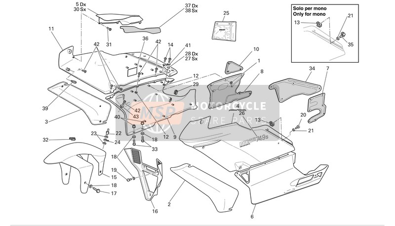 48011841CT, Links Bovenste HALF-FAIRING Zwart, Ducati, 0