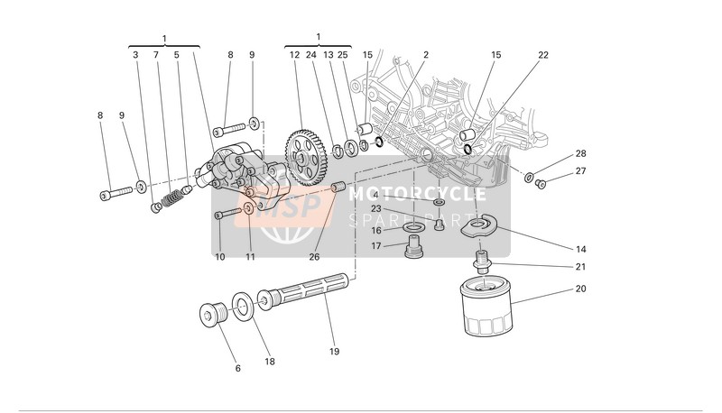 Ducati SUPERBIKE 749S Usa 2005 Filters en oliepomp voor een 2005 Ducati SUPERBIKE 749S Usa