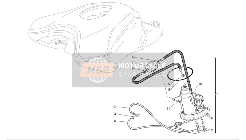 Ducati SUPERBIKE 749S Usa 2006 Système de carburant pour un 2006 Ducati SUPERBIKE 749S Usa