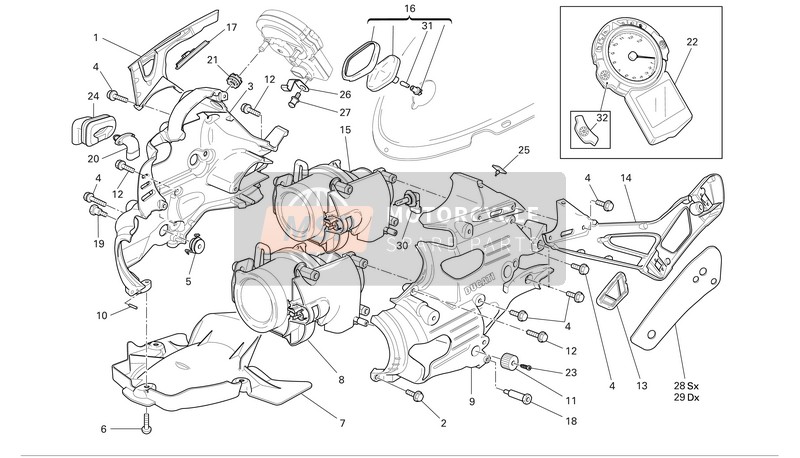 Ducati SUPERBIKE 749S Usa 2006 Headlight & Instrument. Panel for a 2006 Ducati SUPERBIKE 749S Usa