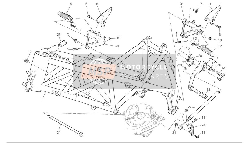 Ducati SUPERBIKE 848 Eu 2008 Frame voor een 2008 Ducati SUPERBIKE 848 Eu