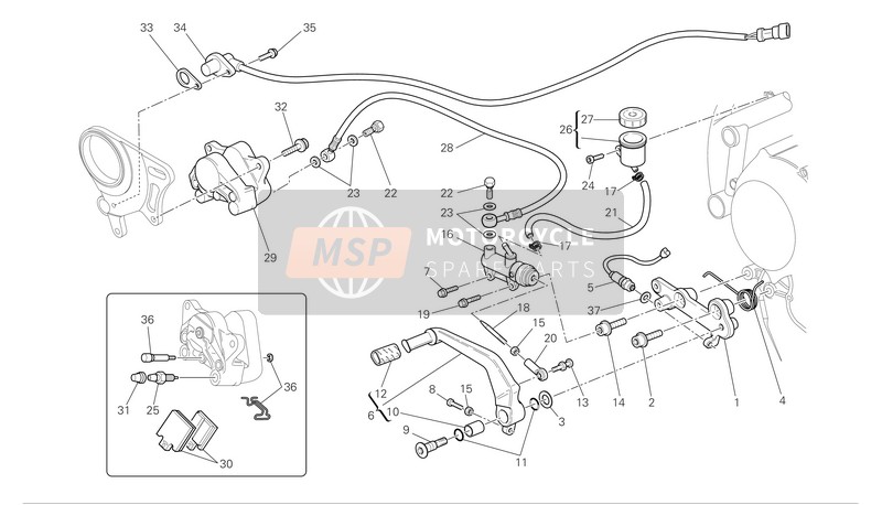 Ducati SUPERBIKE 848 Eu 2008 Rear Brake for a 2008 Ducati SUPERBIKE 848 Eu