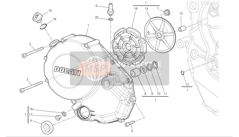 Ducati SUPERBIKE 848 Eu 2009 Frizione-Coperchio carter laterale per un 2009 Ducati SUPERBIKE 848 Eu