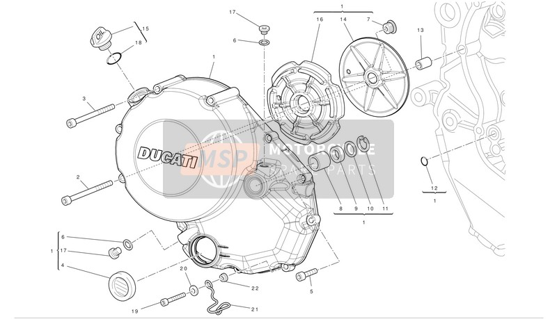 Ducati SUPERBIKE 848 Eu 2010 Embrague-Tapa del cárter lateral para un 2010 Ducati SUPERBIKE 848 Eu