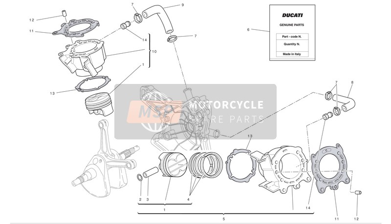 Ducati SUPERBIKE 848 Eu 2010 Cylinders - Pistons for a 2010 Ducati SUPERBIKE 848 Eu