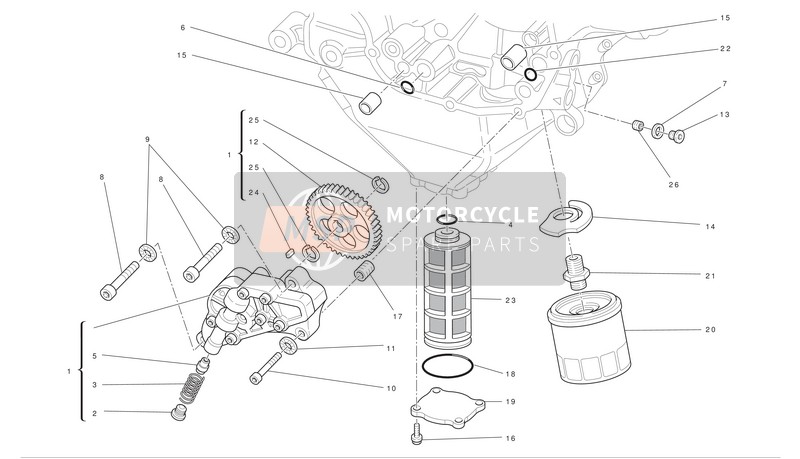 Ducati SUPERBIKE 848 Eu 2010 Filtres et pompe à huile pour un 2010 Ducati SUPERBIKE 848 Eu