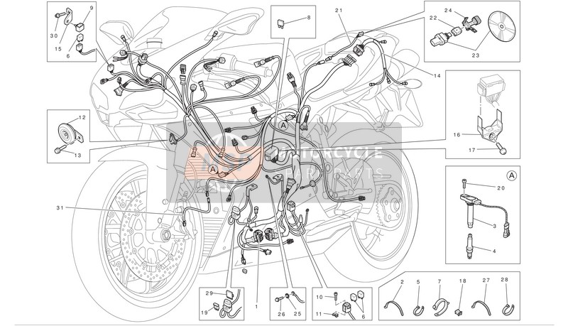 Ducati SUPERBIKE 848 Eu 2010 Système électrique pour un 2010 Ducati SUPERBIKE 848 Eu