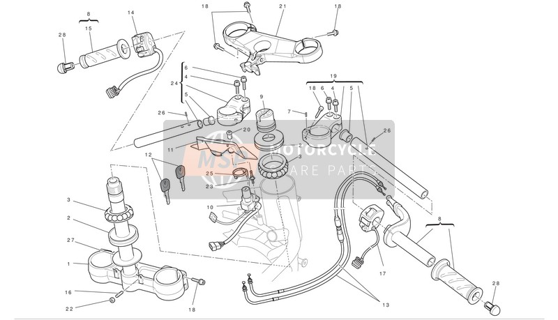 Ducati SUPERBIKE 848 Eu 2010 Handlebars And Controls for a 2010 Ducati SUPERBIKE 848 Eu