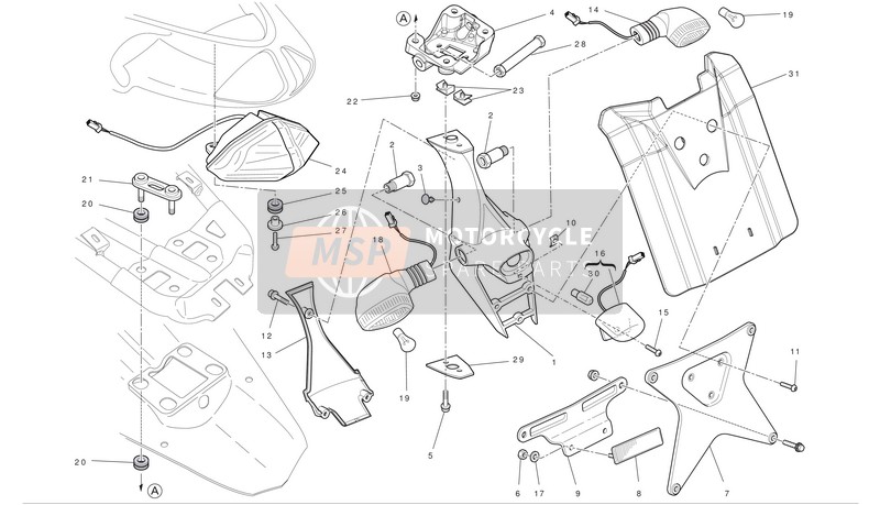 Ducati SUPERBIKE 848 Eu 2010 Soporte de matrícula - (aus) para un 2010 Ducati SUPERBIKE 848 Eu