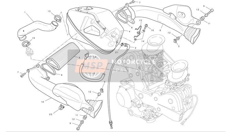 Ducati SUPERBIKE 848 Eu 2010 Presa d'aria - Sfiato dell'olio per un 2010 Ducati SUPERBIKE 848 Eu