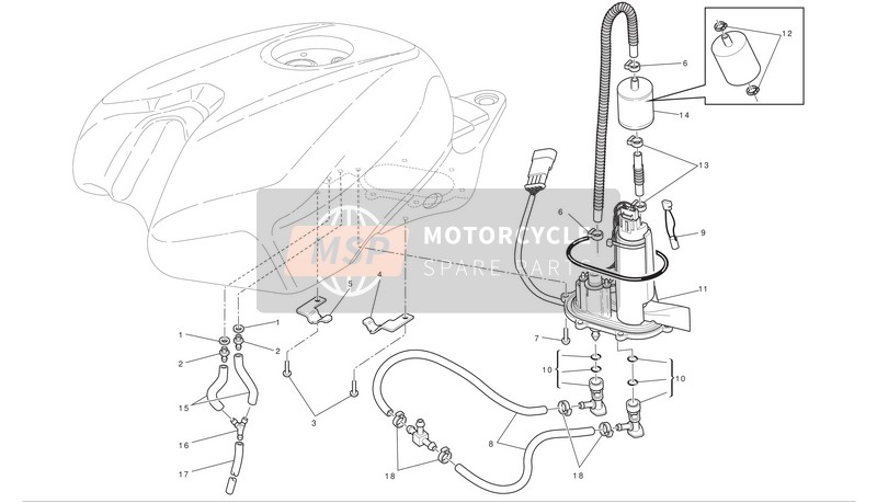 Ducati SUPERBIKE 848 Eu 2010 Système de carburant pour un 2010 Ducati SUPERBIKE 848 Eu