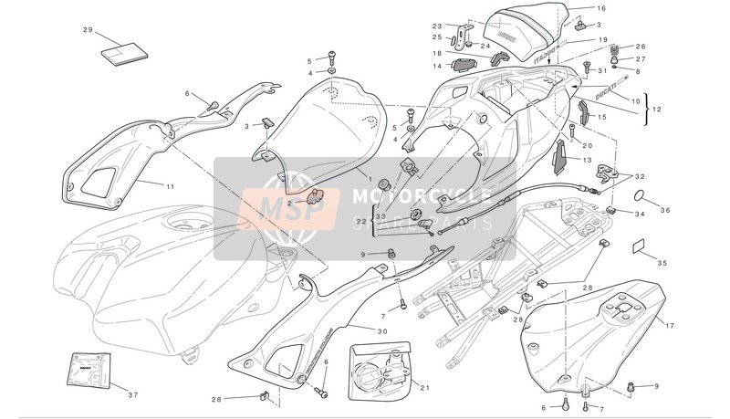 48321601AK, Rear Fairing, Ducati, 0