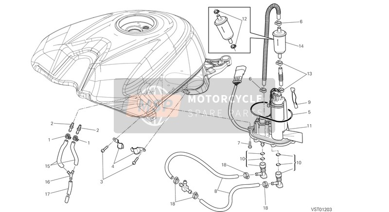 Ducati SUPERBIKE 848 EVO CORSE SE EU 2013 Pompa di benzina per un 2013 Ducati SUPERBIKE 848 EVO CORSE SE EU