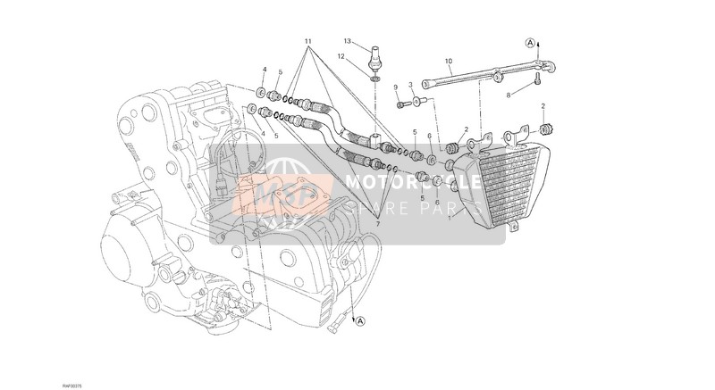 Ducati SUPERBIKE 848 EVO CORSE SE EU 2013 Radiatore dell'olio per un 2013 Ducati SUPERBIKE 848 EVO CORSE SE EU