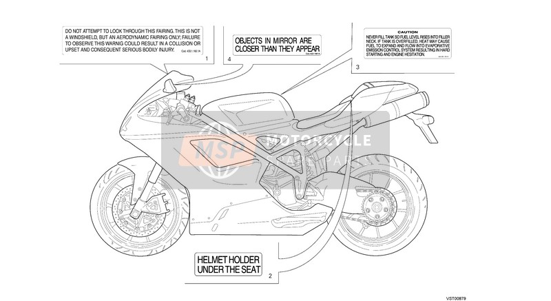 Ducati SUPERBIKE 848 EVO CORSE SE USA 2013 Etiket, Waarschuwing voor een 2013 Ducati SUPERBIKE 848 EVO CORSE SE USA