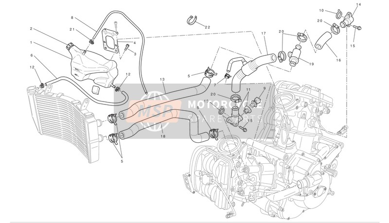 Ducati SUPERBIKE 848 EVO CORSE SPECIAL EDITION Eu 2012 Système de refroidissement pour un 2012 Ducati SUPERBIKE 848 EVO CORSE SPECIAL EDITION Eu