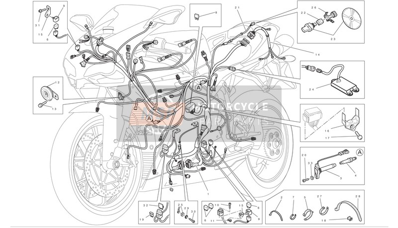 Ducati SUPERBIKE 848 EVO CORSE SPECIAL EDITION Usa 2012 Elektrisch Systeem voor een 2012 Ducati SUPERBIKE 848 EVO CORSE SPECIAL EDITION Usa