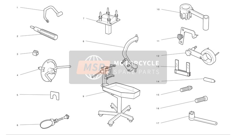 Ducati SUPERBIKE 848 EVO EU 2011 Herramientas de servicio de taller para un 2011 Ducati SUPERBIKE 848 EVO EU