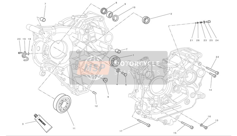 Ducati SUPERBIKE 848 EVO EU 2011 Metà carter 1 per un 2011 Ducati SUPERBIKE 848 EVO EU