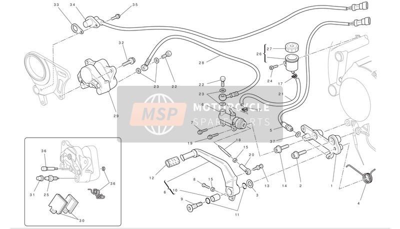 Ducati SUPERBIKE 848 EVO EU 2011 Frein arriere pour un 2011 Ducati SUPERBIKE 848 EVO EU